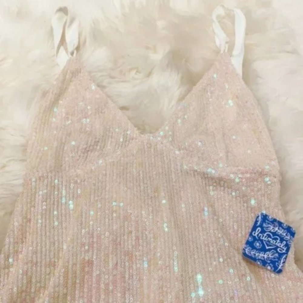 Free People Gold Rush Sequin Pearl Dress. XS,S,M,L - Picture 7 of 15